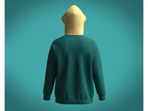 Men Hoodie Cyan 3D Model