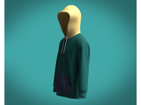 Men Hoodie Cyan 3D मॉडल