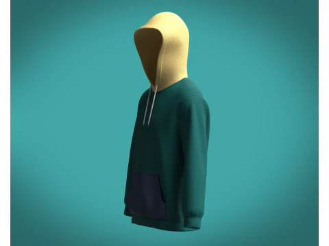 Men Hoodie Cyan 3D Model