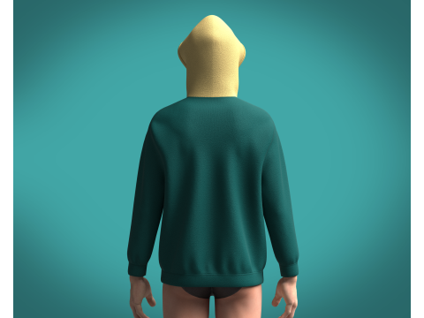 Men Hoodie Cyan 3D मॉडल