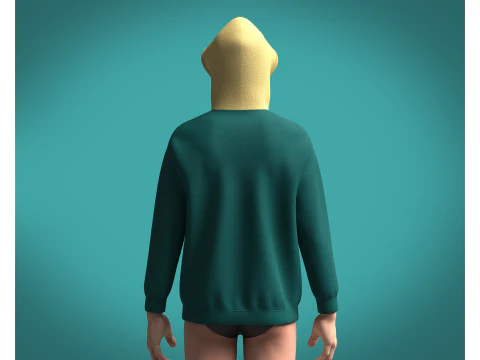 Men Hoodie Cyan 3D Model