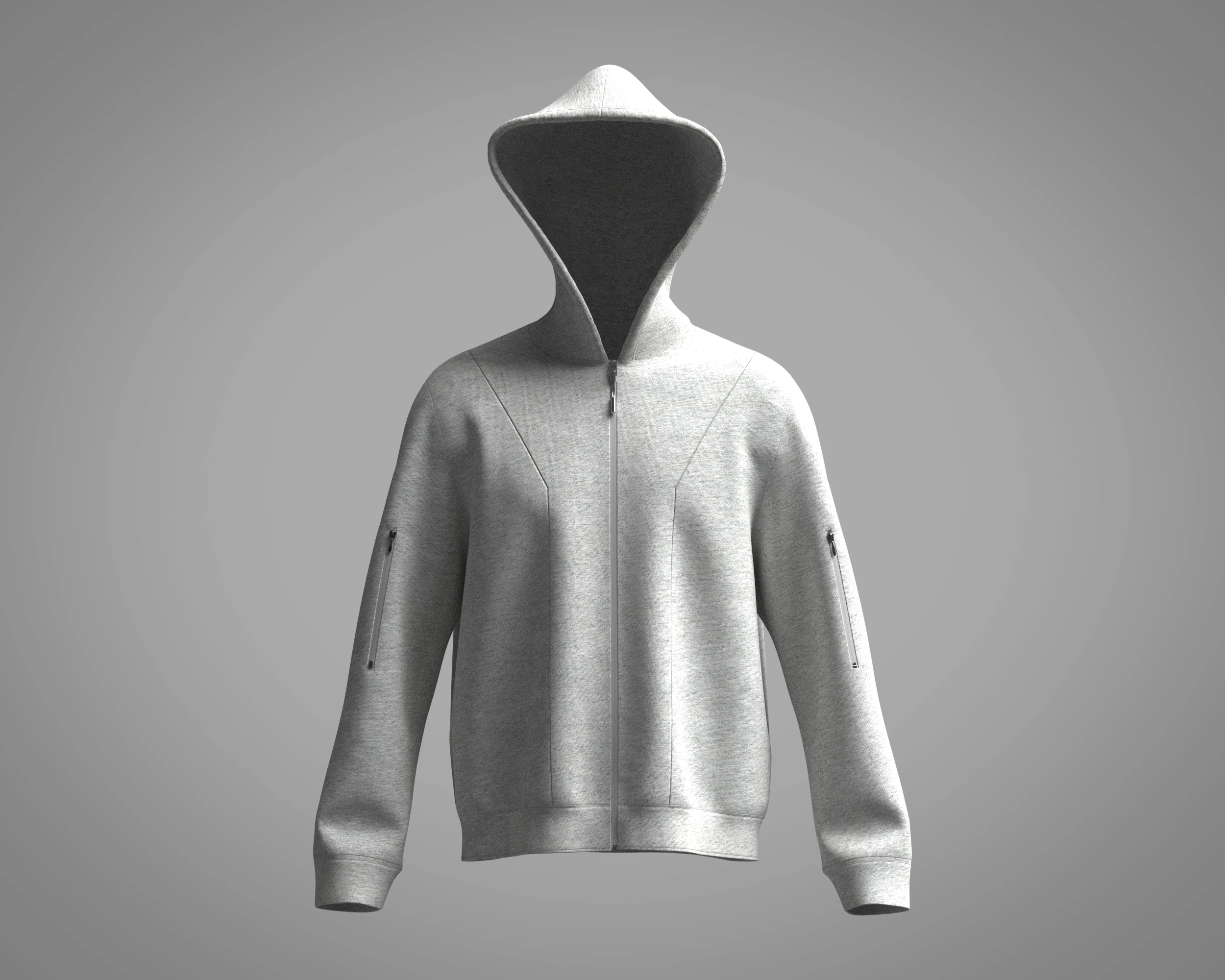 Men Hoodie - Grey Melange 3D Model .c4d .max .obj .3ds .fbx .stl .blend 