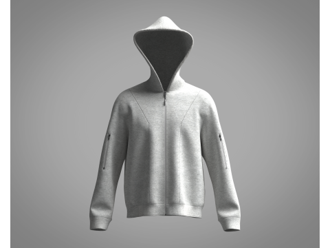 Men Hoodie - Grey Melange Modelo 3D