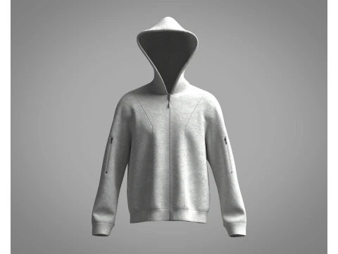 Мужская толстовка - Серый Меланж 3D Модель