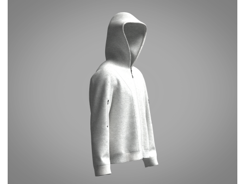 Men Hoodie - Grey Melange 3D मॉडल