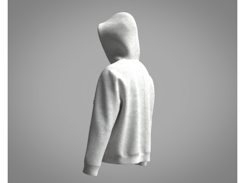 Men Hoodie - Grey Melange 3D मॉडल