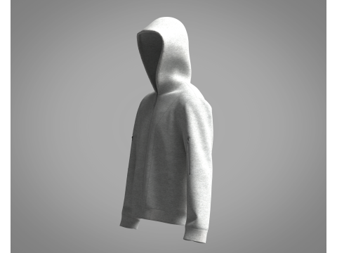 Men Hoodie - Grey Melange 3D मॉडल