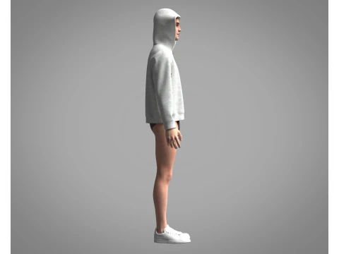 Men Hoodie - Grey Melange 3D Model