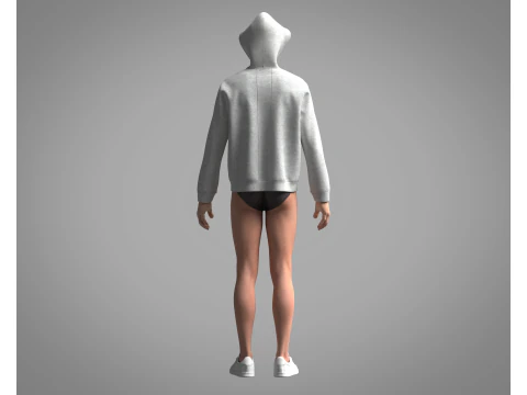 Men Hoodie - Grey Melange 3D Model