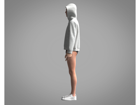 Men Hoodie - Grey Melange 3D मॉडल