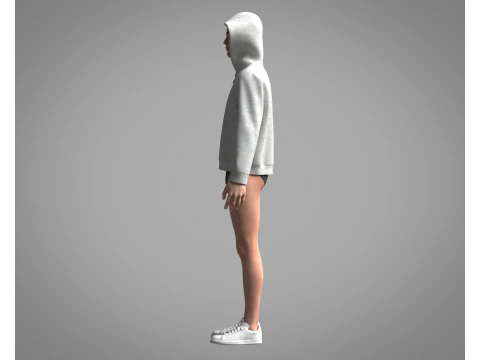 Men Hoodie - Grey Melange 3D Model