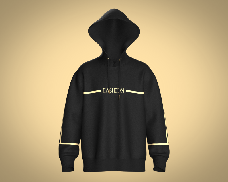 Men Hoodie Black And Gold 3D Modell in Kleidung 3DExport