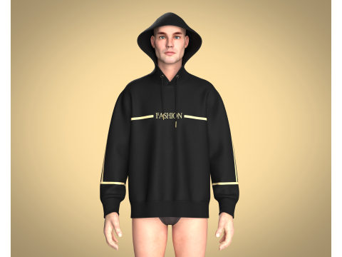 Men Hoodie - Black And Gold Model 3D
