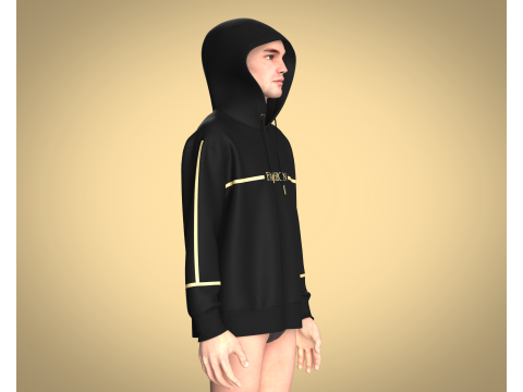 Men Hoodie - Black And Gold Model 3D
