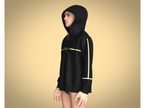 Men Hoodie - Black And Gold Model 3D