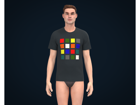 Men Navy Blue T-Shirt 3D Model