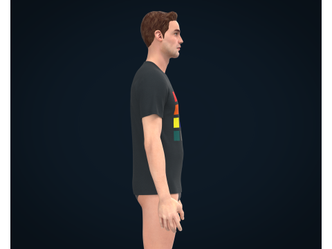 Men Navy Blue T-Shirt 3D Model