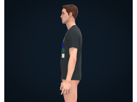 Men Navy Blue T-Shirt 3D Model