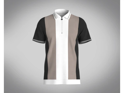 남성 하프지퍼 스트라이프 폴로 티셔츠 3D 모델
