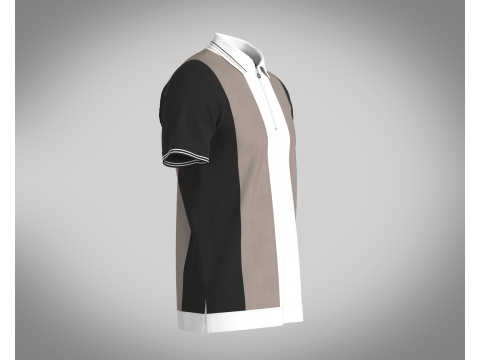 MEN HALF-ZIP STRIPED POLO T-SHIRT 3D Model