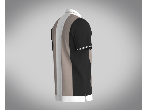 MEN HALF-ZIP STRIPED POLO T-SHIRT 3D Model