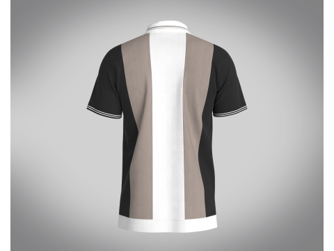 MEN HALF-ZIP STRIPED POLO T-SHIRT 3D Model