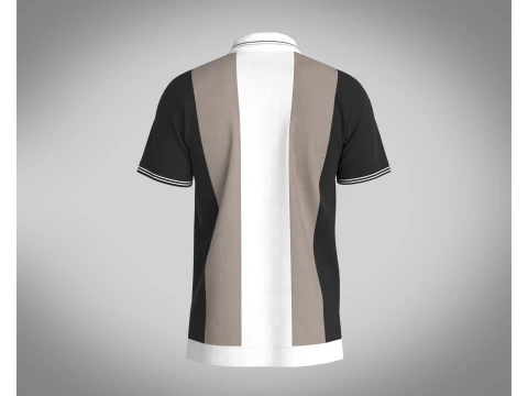 MEN HALF-ZIP STRIPED POLO T-SHIRT 3D Model
