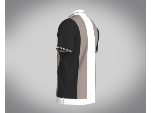 MEN HALF-ZIP STRIPED POLO T-SHIRT 3D Model