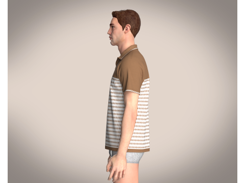 Men Open Collar - Polo 3D Model