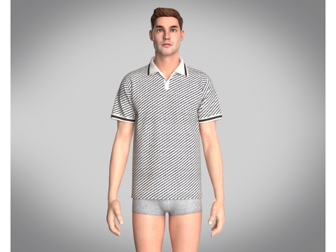 MENS OPEN COLLAR POLO SHIRT 3D मॉडल