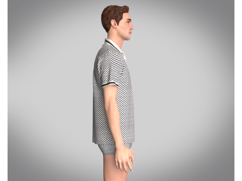 MENS OPEN COLLAR POLO SHIRT 3D मॉडल