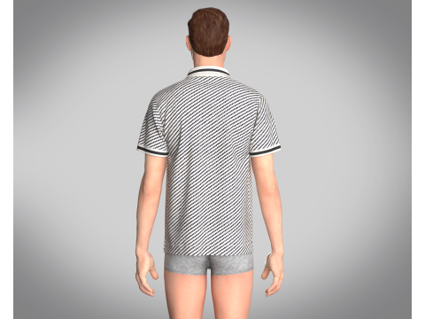 MENS OPEN COLLAR POLO SHIRT 3D मॉडल