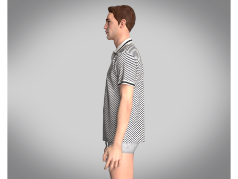 MENS OPEN COLLAR POLO SHIRT 3D मॉडल