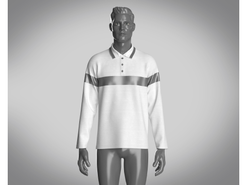 Men Long Sleeve Polo 3D 모델