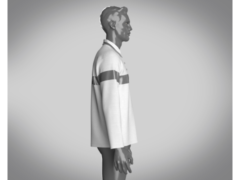 Men Long Sleeve Polo 3D 모델