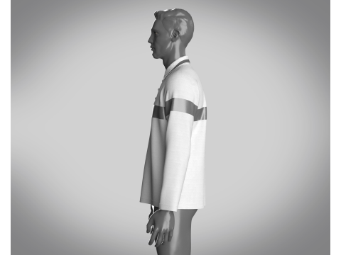 Men Long Sleeve Polo 3D 모델