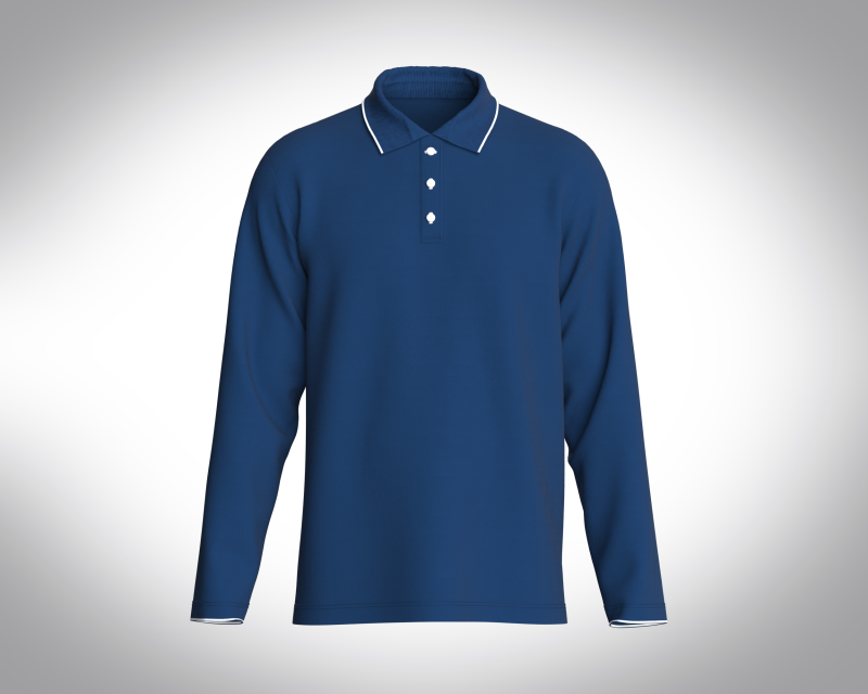 Men Long Sleeve Pique Polo in Navy Modelo 3D .c4d .max .obj .3ds .fbx .stl .blend 