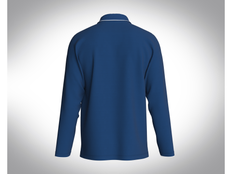 Men Long Sleeve Pique Polo in Navy Modelo 3D