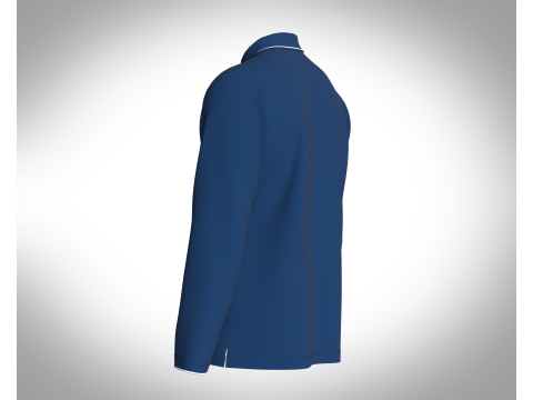 Men Long Sleeve Pique Polo in Navy Modelo 3D