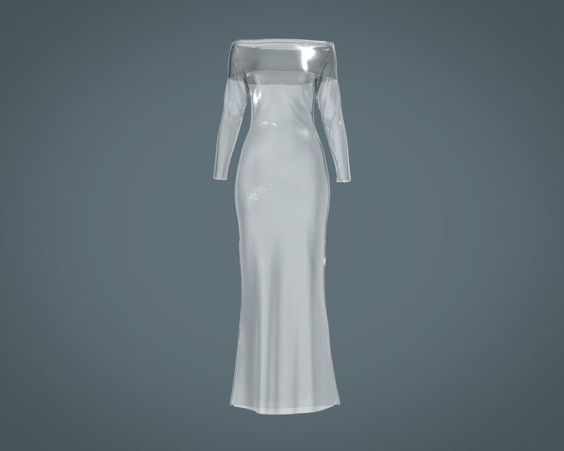 Ladies Shoulder Long Dress-Metaverse Model 3D .c4d .max .obj .3ds .fbx .stl .blend 