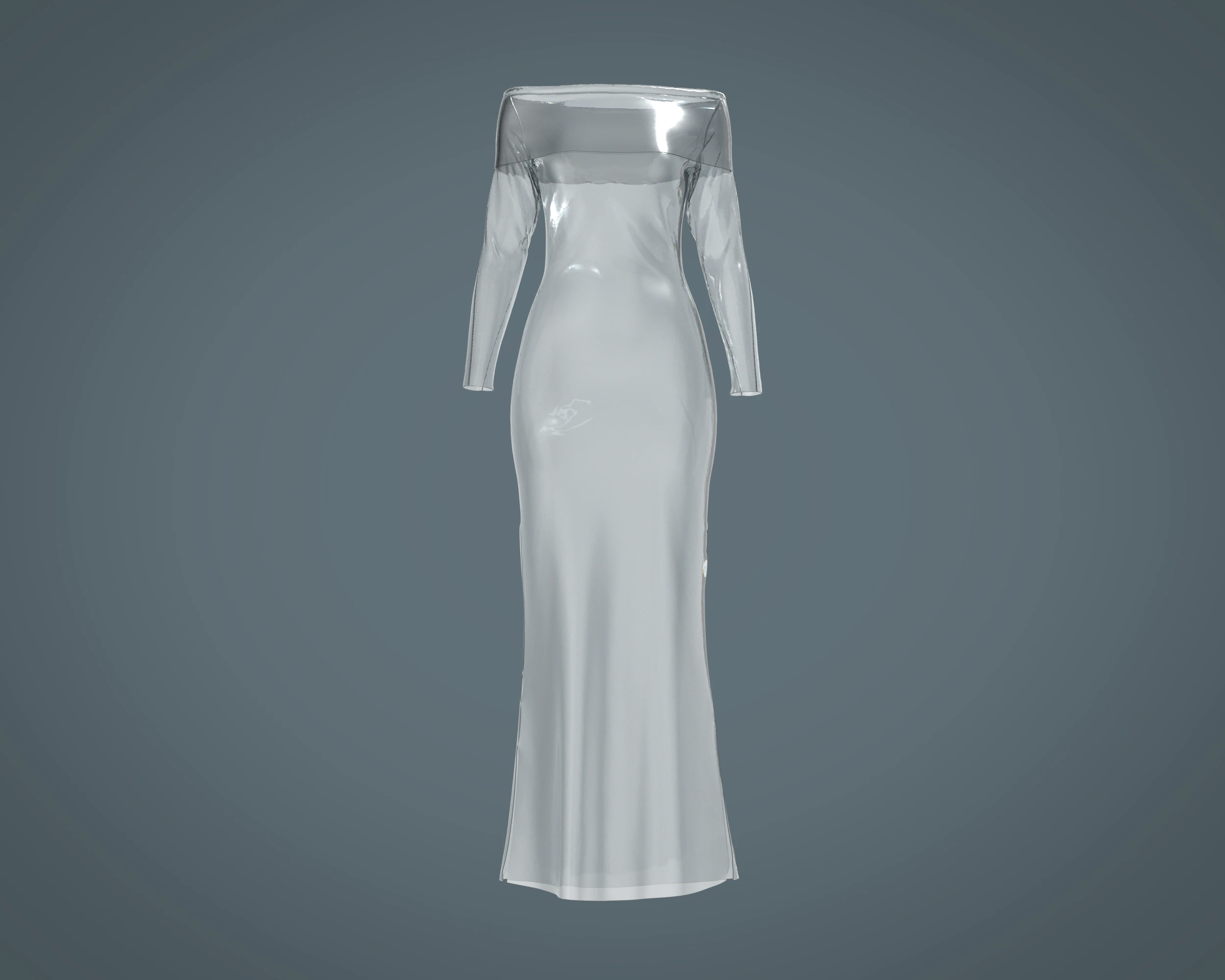 Ladies Shoulder Long Dress-Metaverse 3D Model .c4d .max .obj .3ds .fbx .stl .blend 