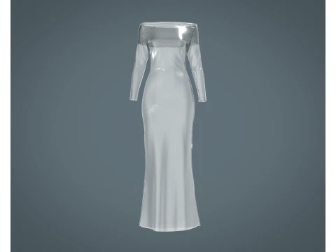 Abito lungo da donna con spalle scoperte-Metaverse Modello 3D