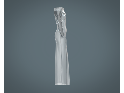 Ladies Shoulder Long Dress-Metaverse Model 3D