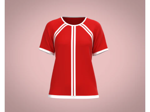 レディース レッド T シャツ 3Dモデル