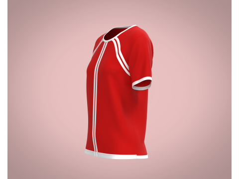 Ladies Red T-Shirt Modelo 3D