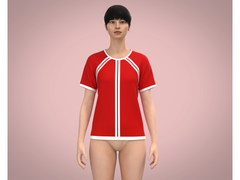 Ladies Red T-Shirt Modelo 3D