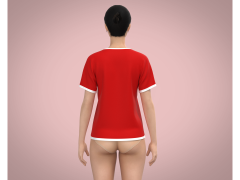 Ladies Red T-Shirt Modelo 3D