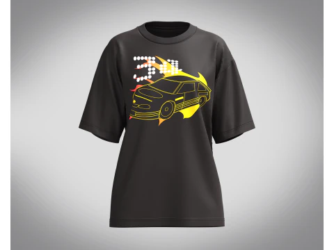 लेडीज़ टॉप्स - इलेक्ट्रिक बर्न अप 3D मॉडल