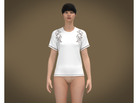 Ladies white Tops V2 Modello 3D