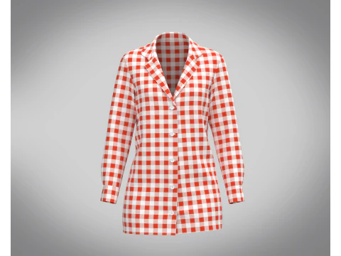 महिलाओं की लाल धारीदार प्रिंट शर्ट 3D मॉडल